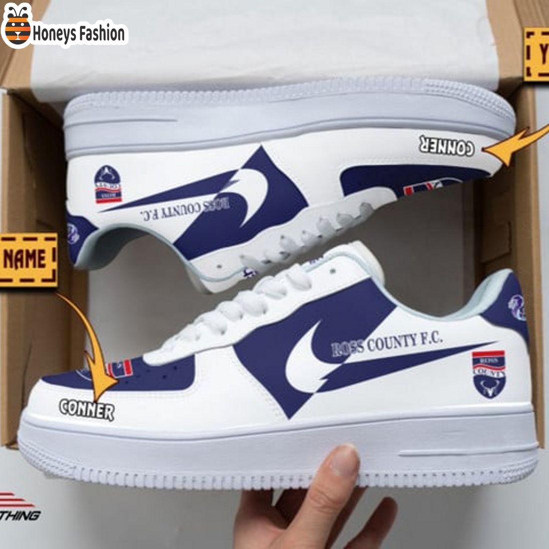 NEW Ross County FC Custom Name Nike Air Force 1 Sneakers