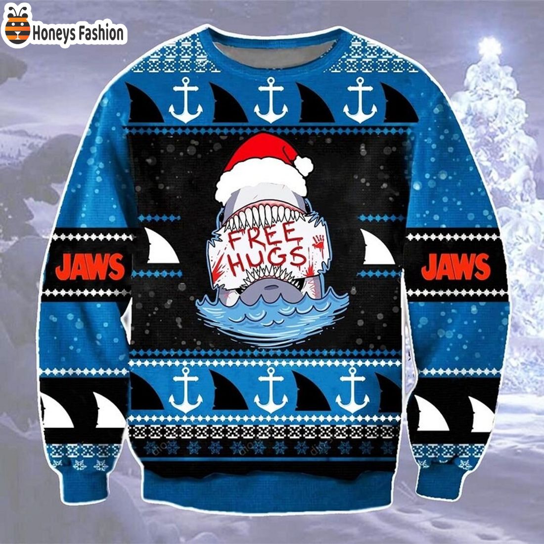 Shark Free Hugs Ugly Christmas Sweater
