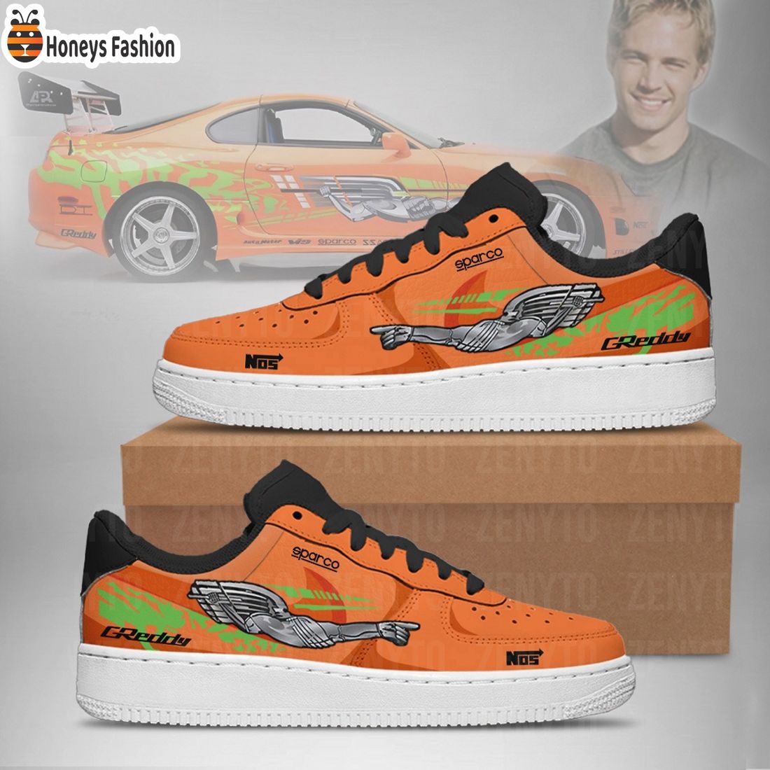 Sparco Fast and Furious Orange Custom Nike Air Force 1 Sneakers