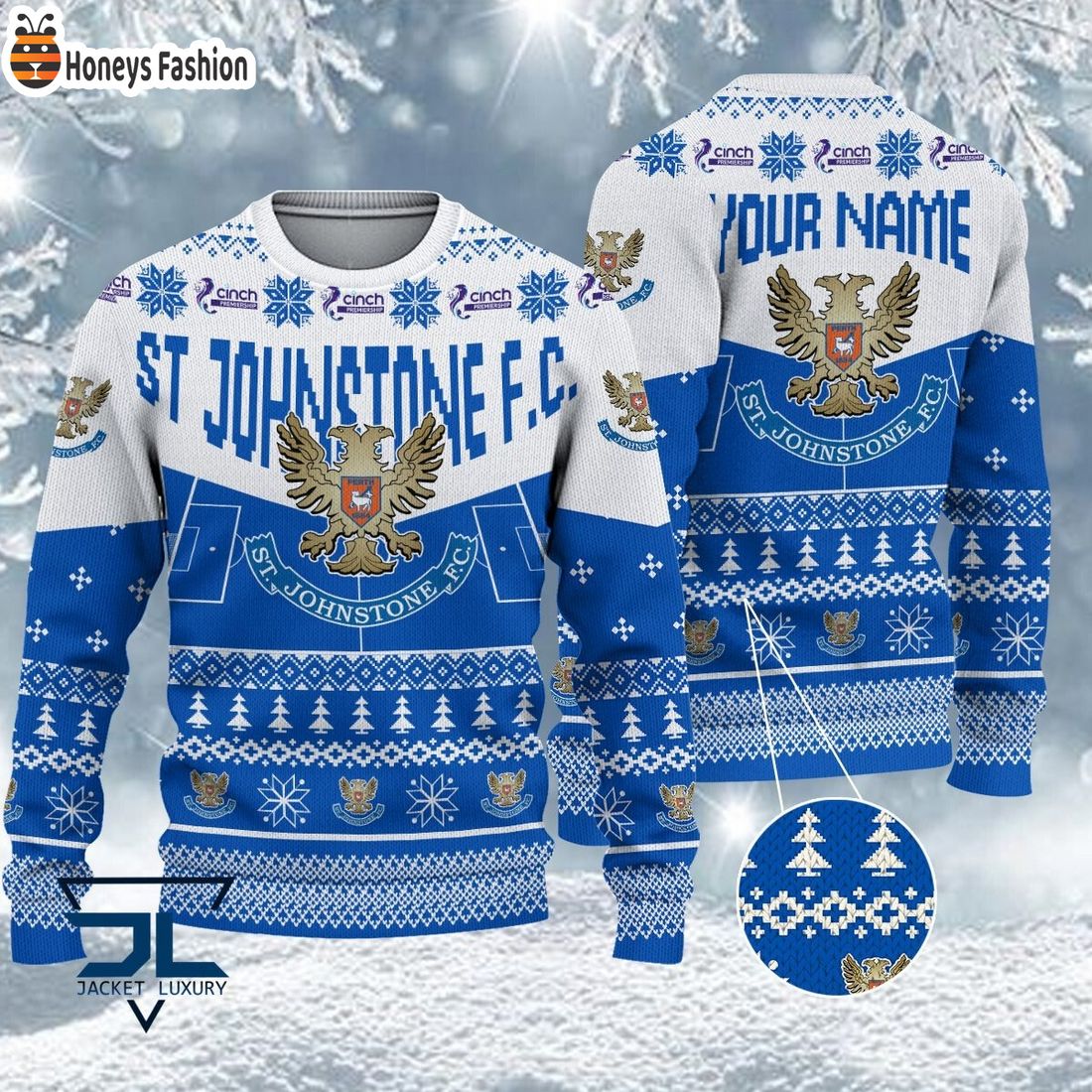 St Johnstone FC 2023 Custom Name Ugly Christmas Sweater