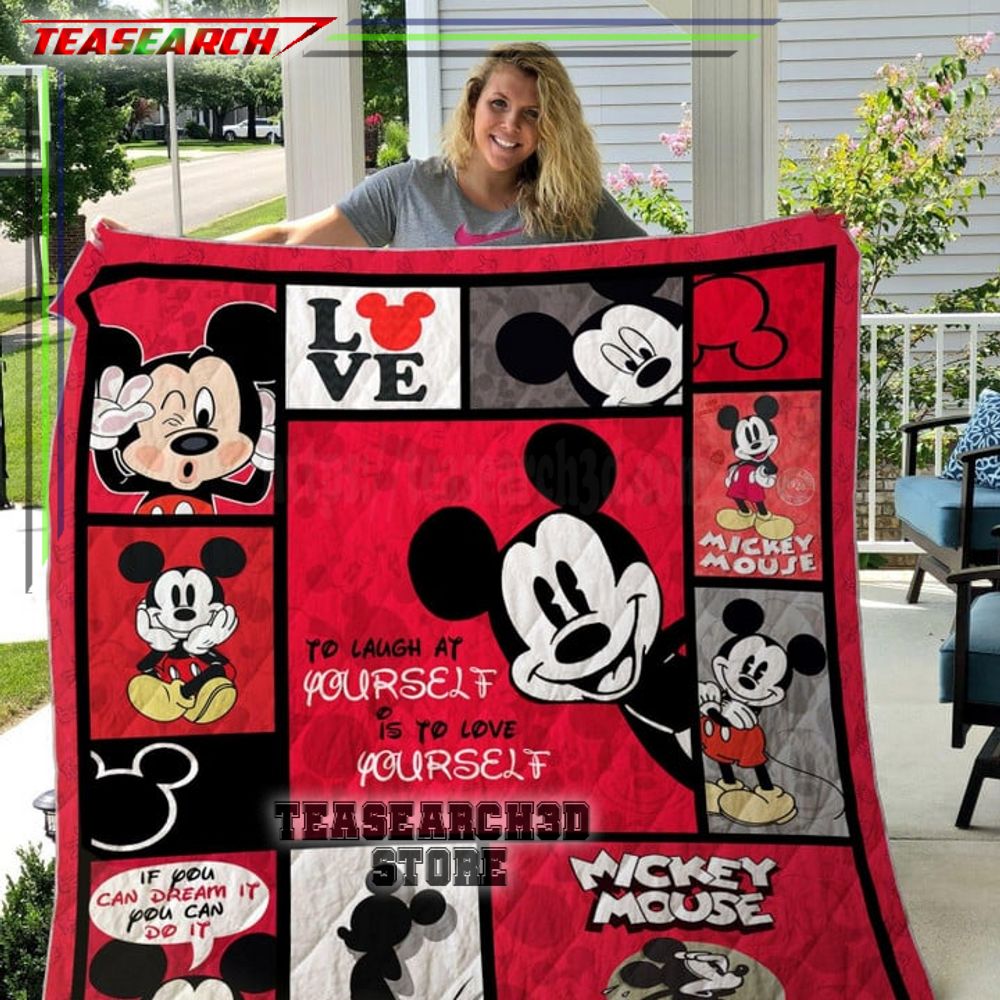 NEW Disney Mickey To Laugh At Yourself Quilt Blanket
