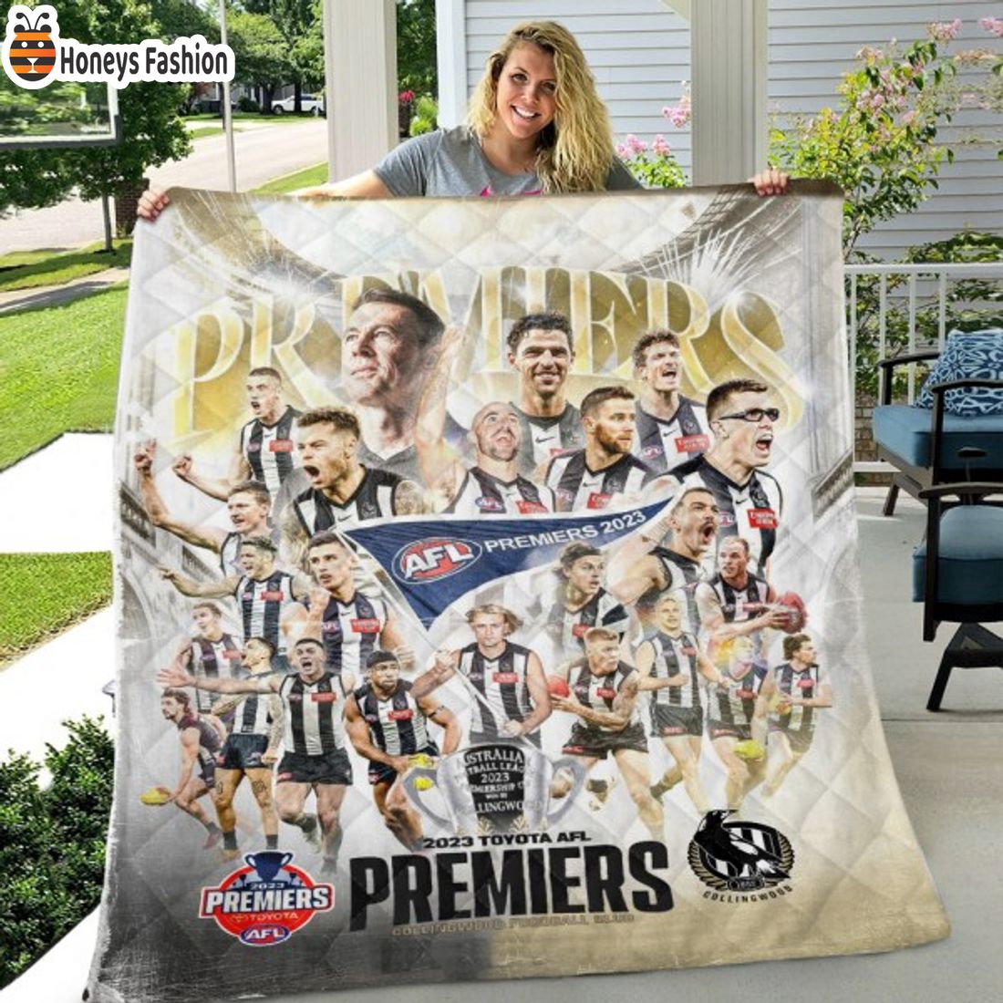 TOP SELLER 2023 AFL Premiers Collingwood FC Quilt Blanket