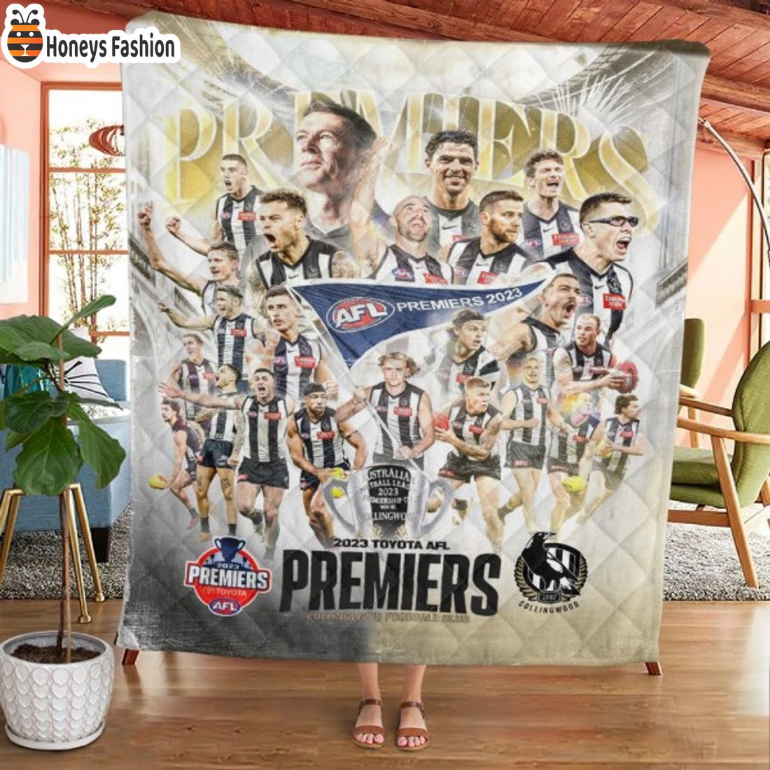 TOP SELLER 2023 AFL Premiers Collingwood FC Quilt Blanket