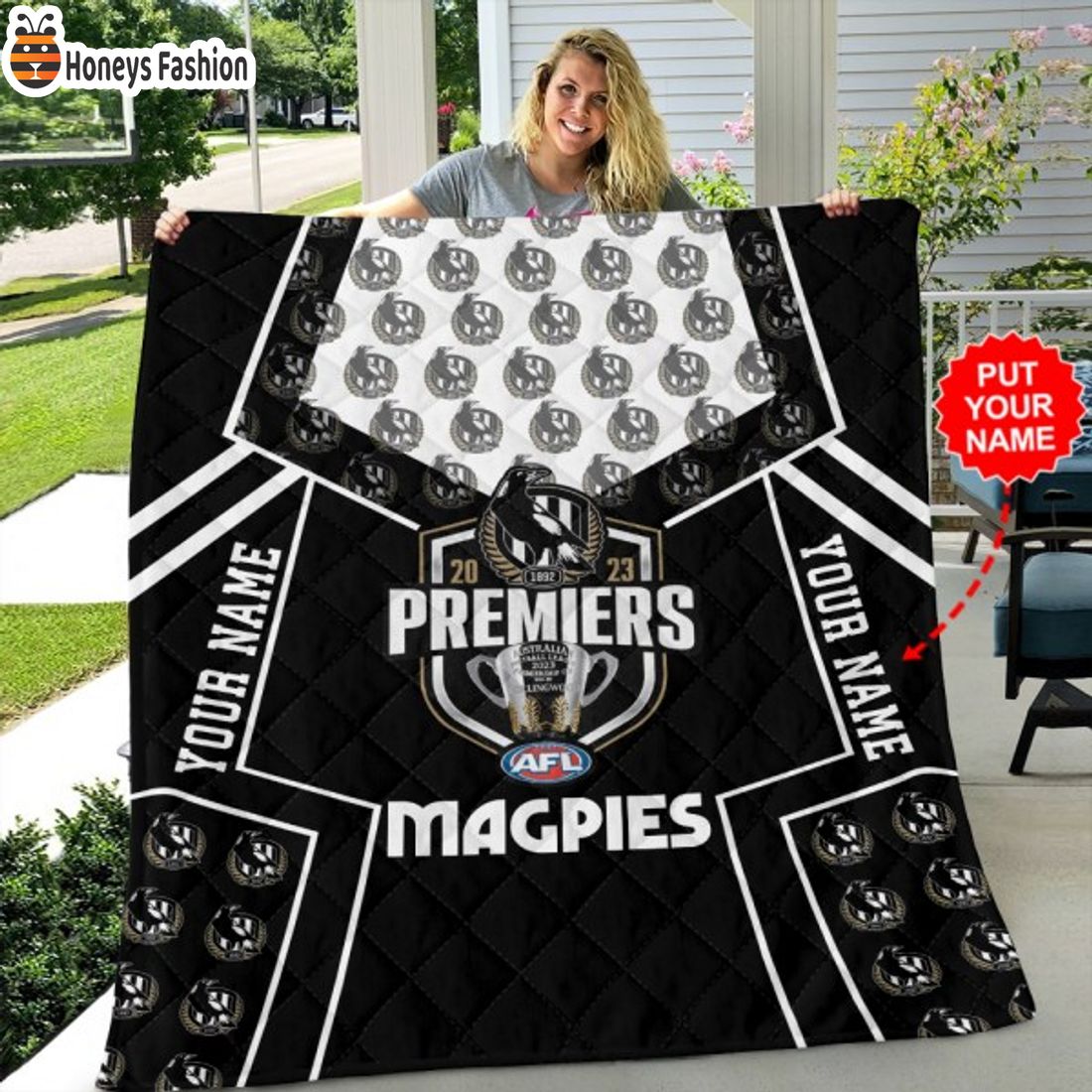 TOP SELLER AFL Premiers Collingwood FC 2023 Personalized Quilt Blanket