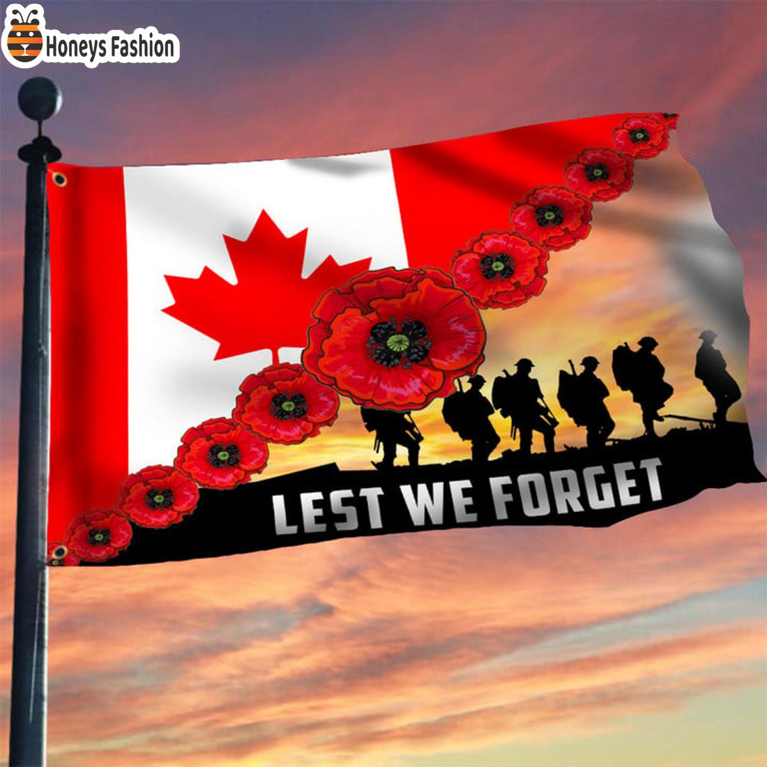 TOP SELLER Canada Veterans Poppy Red Flag
