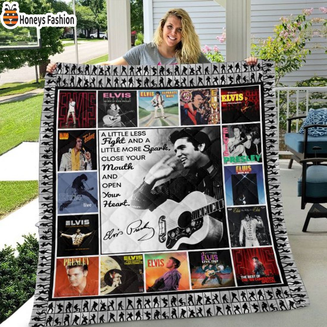 TOP SELLER Elvis Presley A Little Less Fight And Little More Spark Quilt Blanket