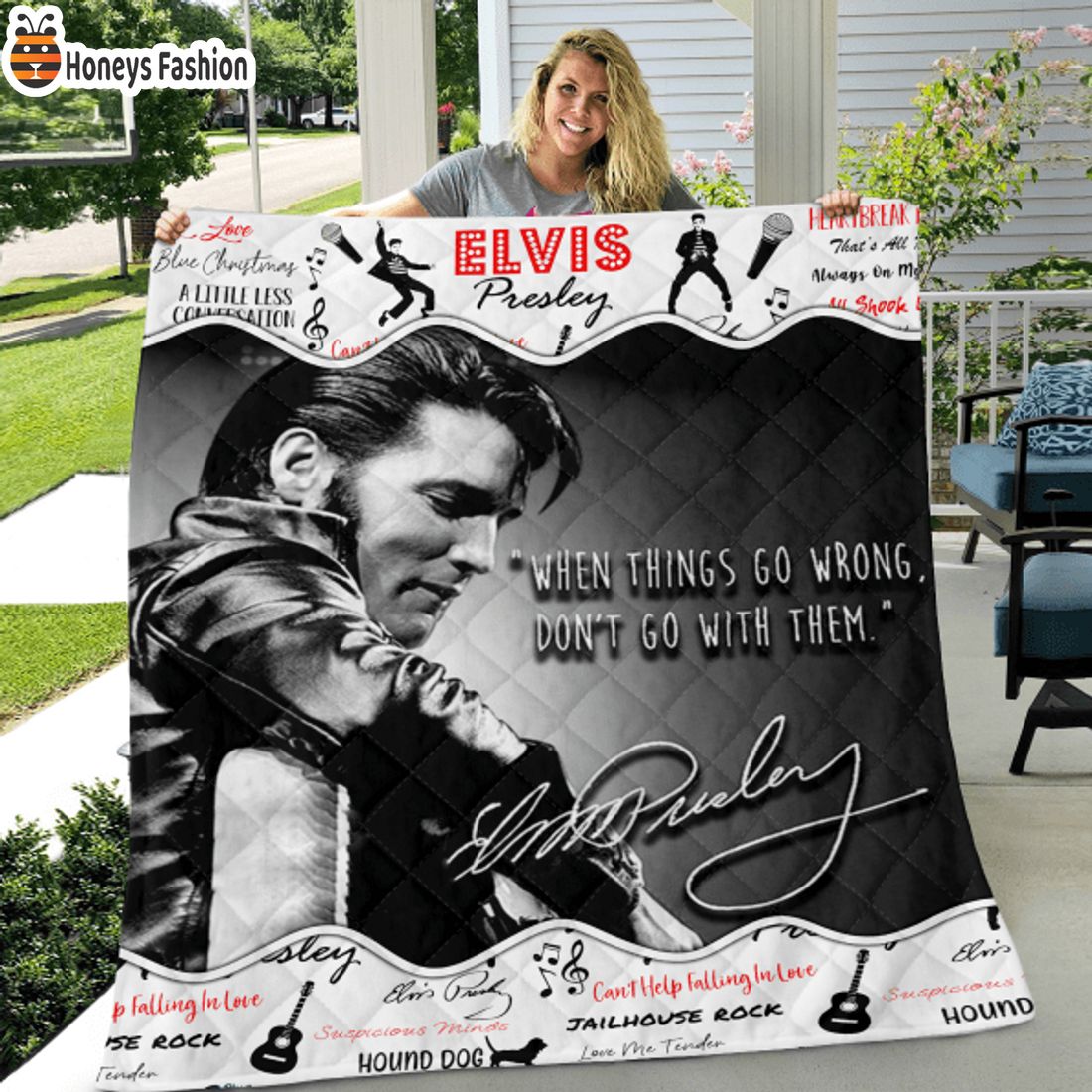 TOP SELLER Elvis Presley When Things Go Wrong Quilt Blanket