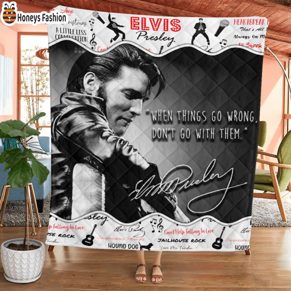 TOP SELLER Elvis Presley When Things Go Wrong Quilt Blanket