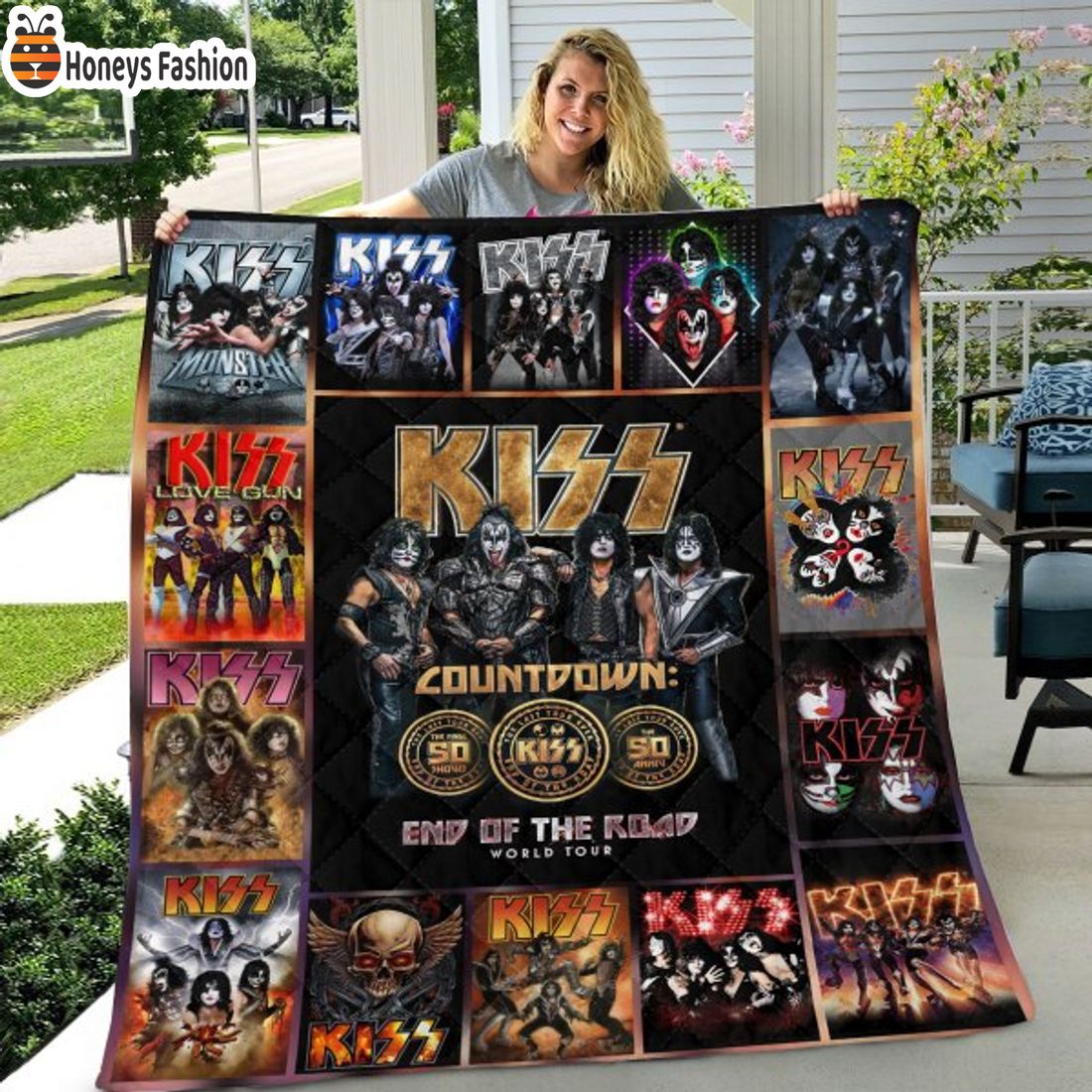 TOP SELLER Kiss Band Countdown End Of The Road Quilt Blanket