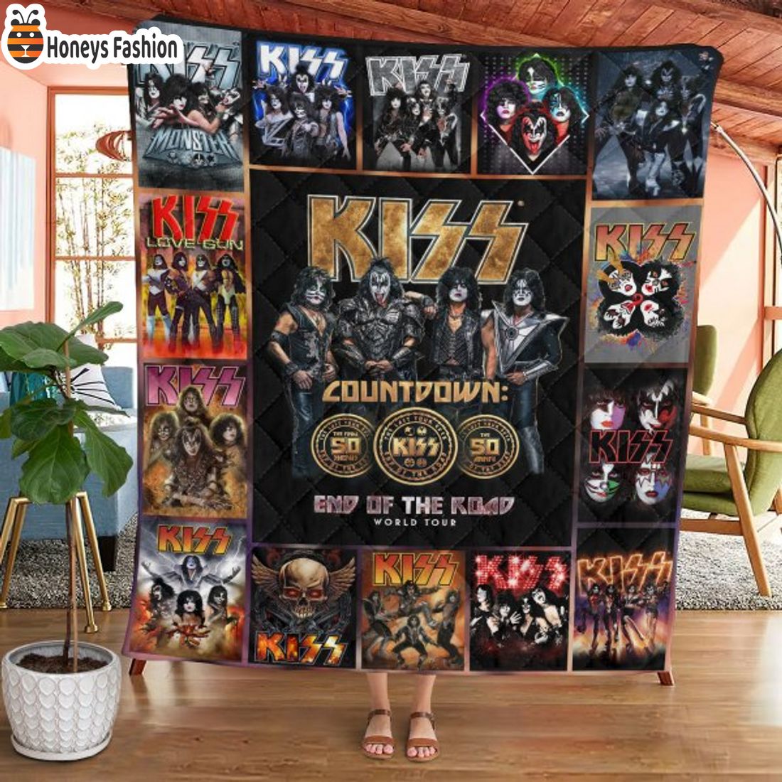 TOP SELLER Kiss Band Countdown End Of The Road Quilt Blanket