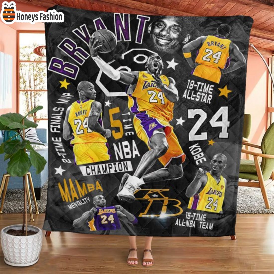 TOP SELLER Kobe Bryant 24 NBA 18 Time All Star Quilt Blanket