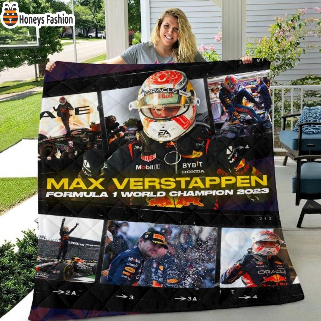 TOP SELLER Red Bull Racing F1 2023 Champion Max Verstappen Quilt Blanket