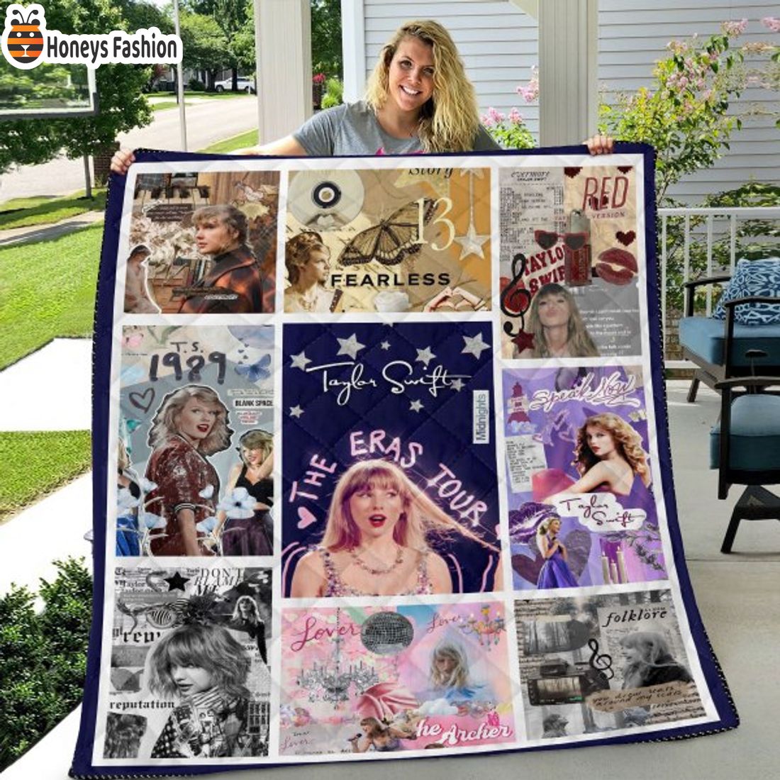 TOP SELLER Taylor Swift The Eras Tour Red Fearless Quilt Blanket