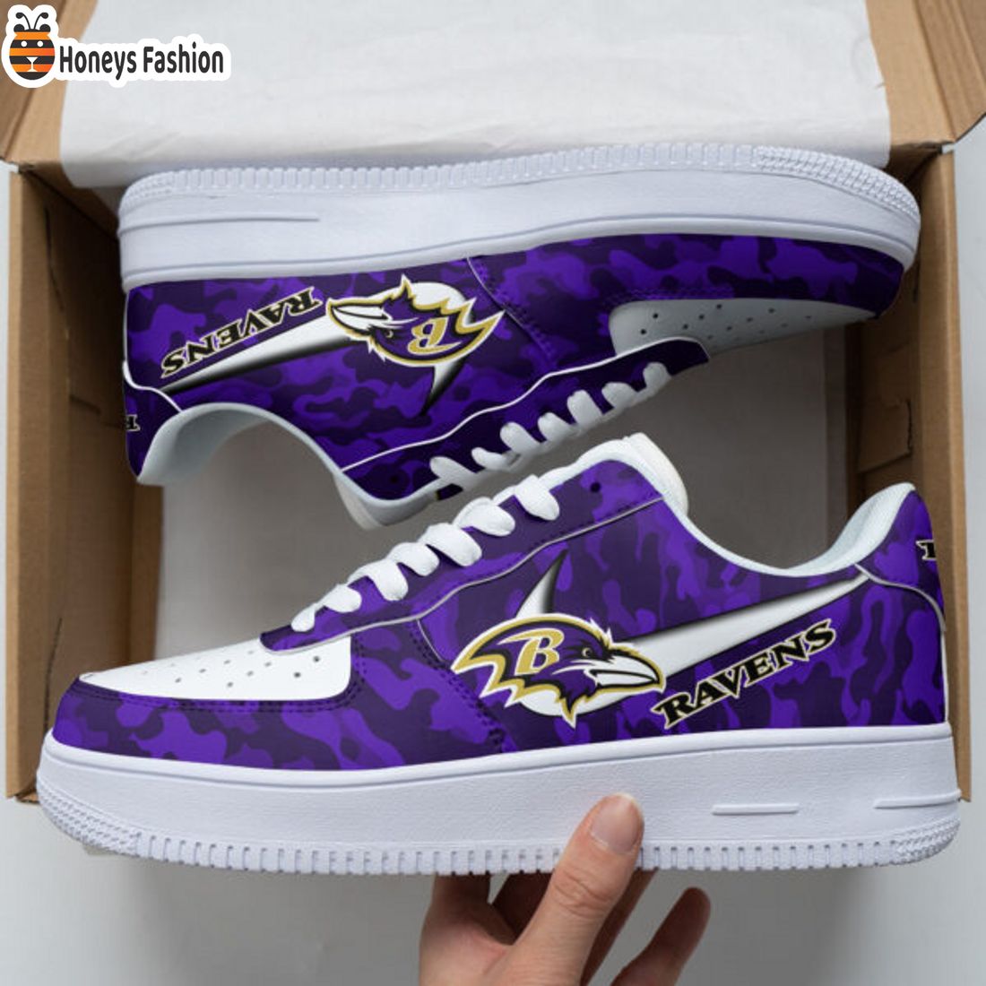 TRENDING Baltimore Ravens NFL Camouflage Purple Nike Air Force 1 Sneakers