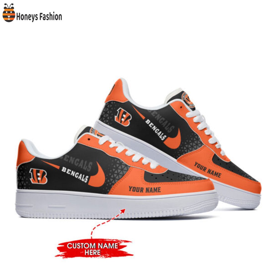 TRENDING Cincinnati Bengals NFL Personalized Name Nike Air Force 1 Sneakers Ver 1