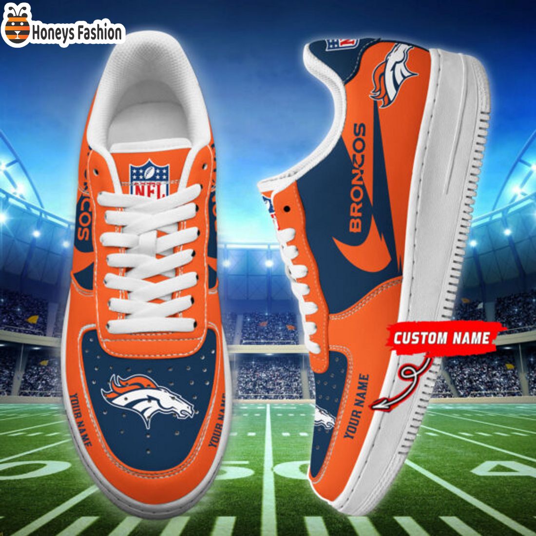 TRENDING Denver Broncos NFL Personalized Name Nike Air Force 1 Sneakers