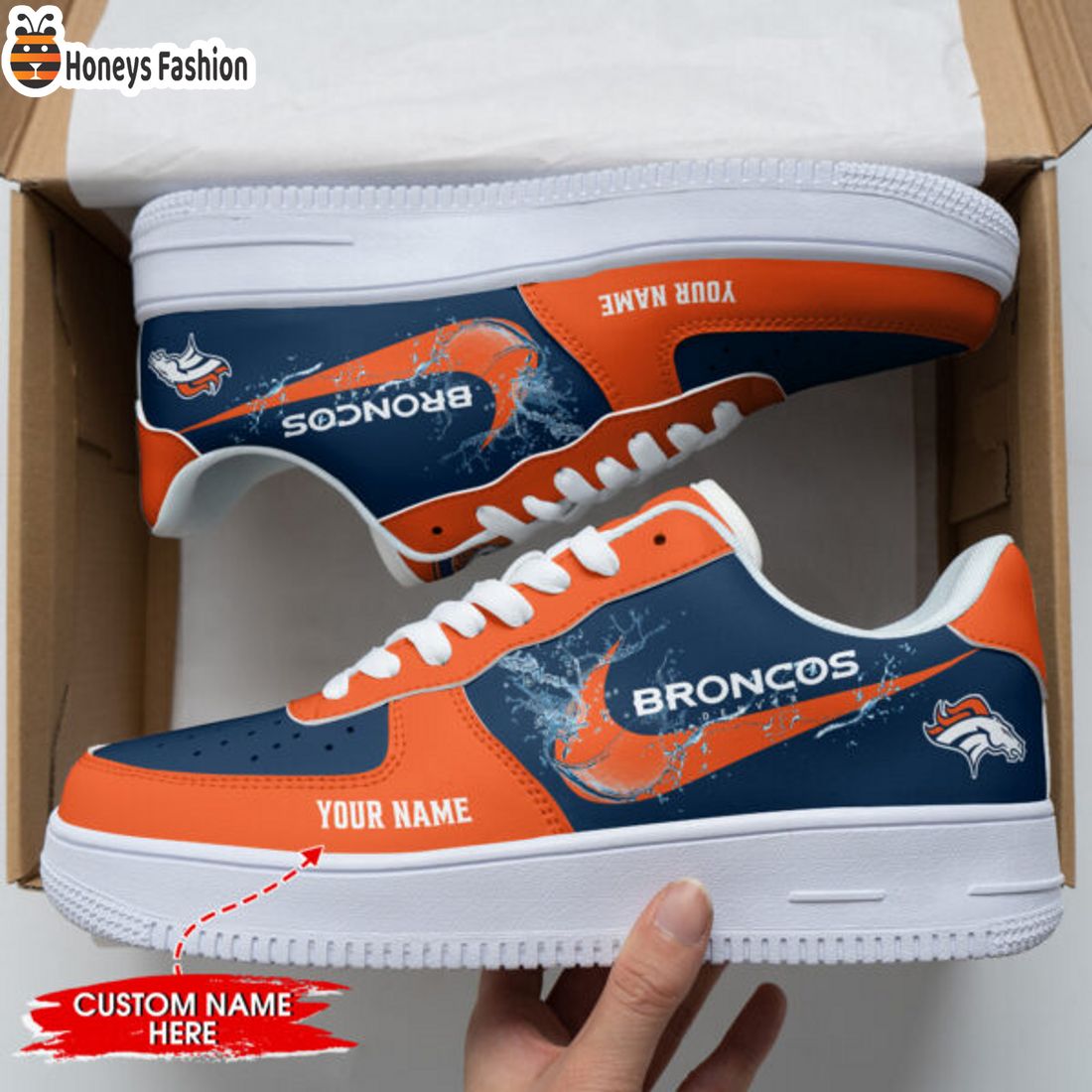 TRENDING Denver Broncos NFL Personalized Name Nike Air Force 1 Sneakers Ver 1
