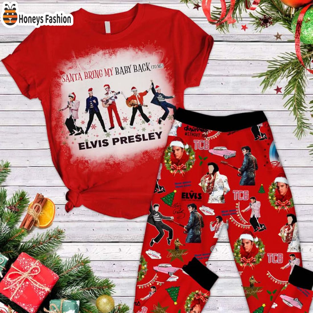 TRENDING Elvis Presley Santa Bring My Baby Back Christmas Pajamas Set
