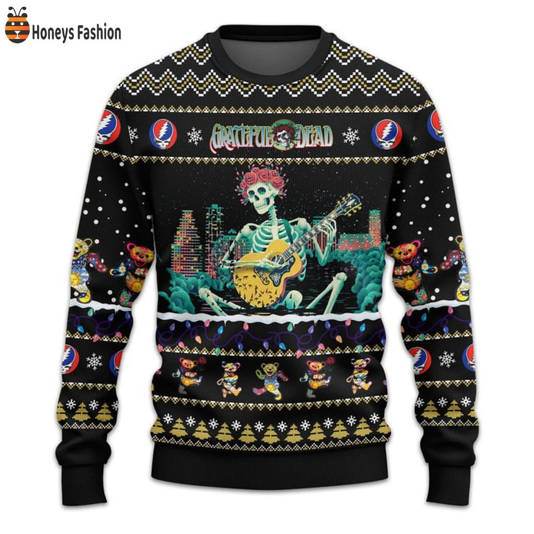 TRENDING Grateful Dead Skull Flower Ugly Christmas Sweater