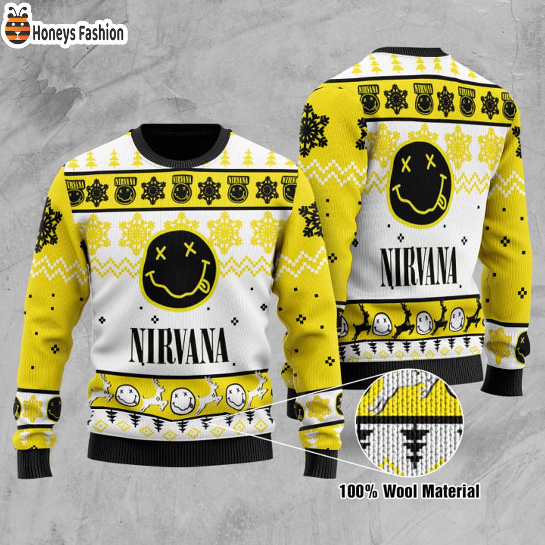 TRENDING Nirvana Band Reindeer Ugly Christmas Sweater