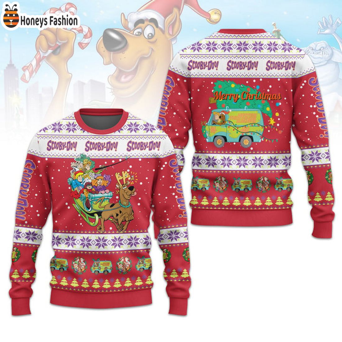 TRENDING Scooby Doo Character Santa Hat Ugly Christmas Sweater