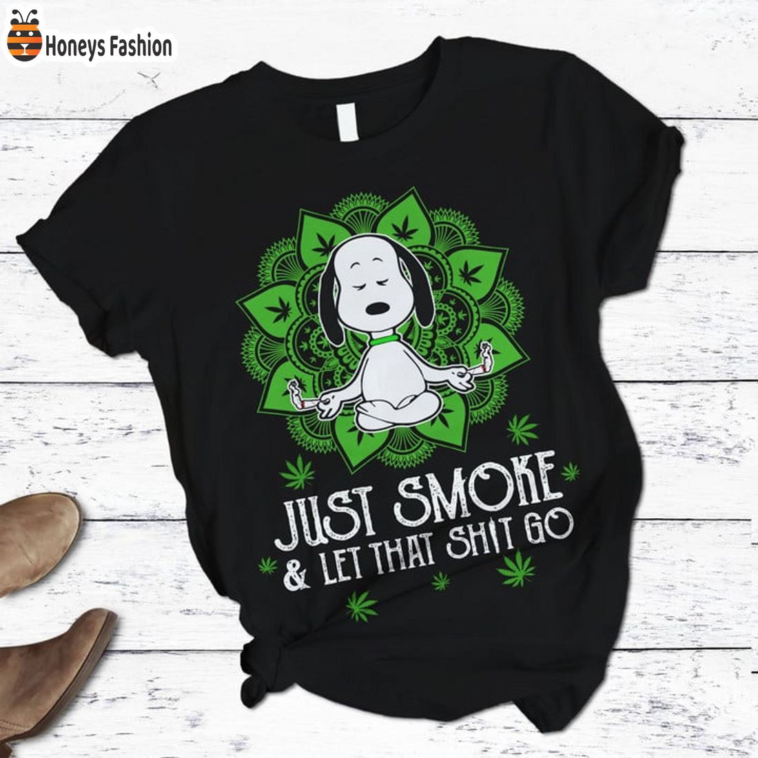 TRENDING Snoppy Just Smoke Let That Shit Go Mandala Christmas Pajamas Set