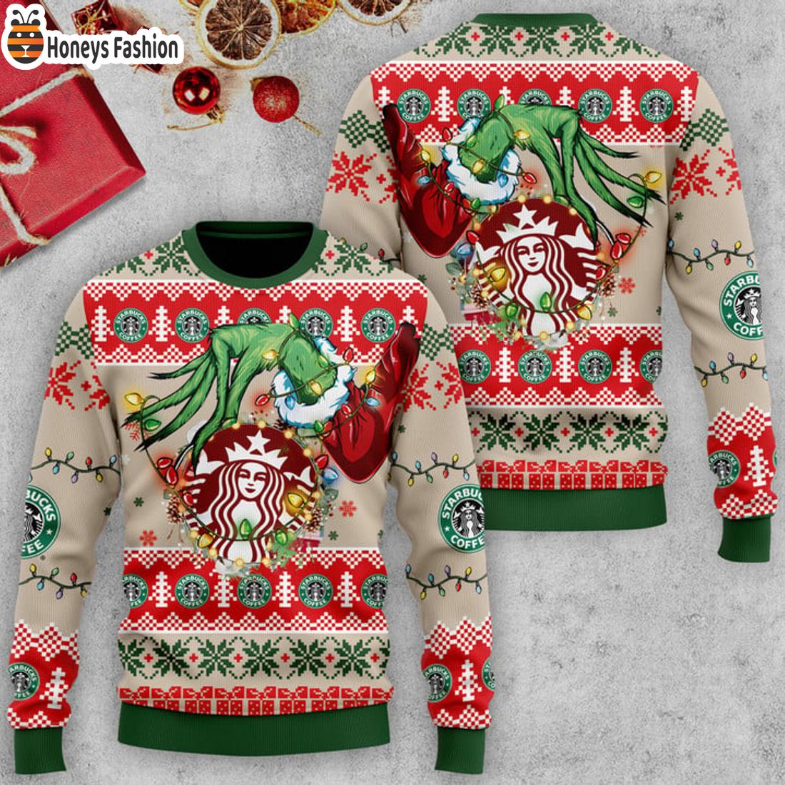 TRENDING Starbucks x The Grinch Ugly Christmas Sweater
