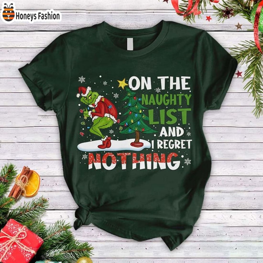 TRENDING The Grinch On The Naughty List A I Regret Nothing Christmas Pajamas Set