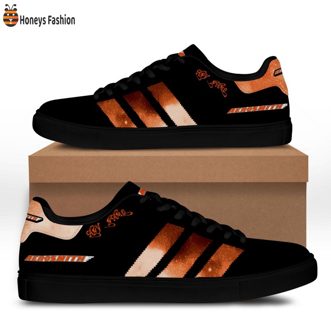 Aerosmith orange custom name ver 1 stan smith adidas shoes