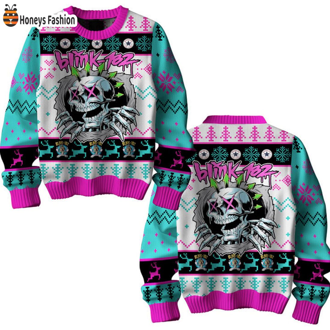BEST Blink 182 Six Arrow Skull Ugly Christmas Sweater