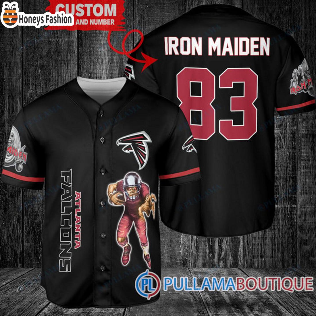 BEST Iron Maiden Atlanta Falcons Custom Name Number Basball Jersey