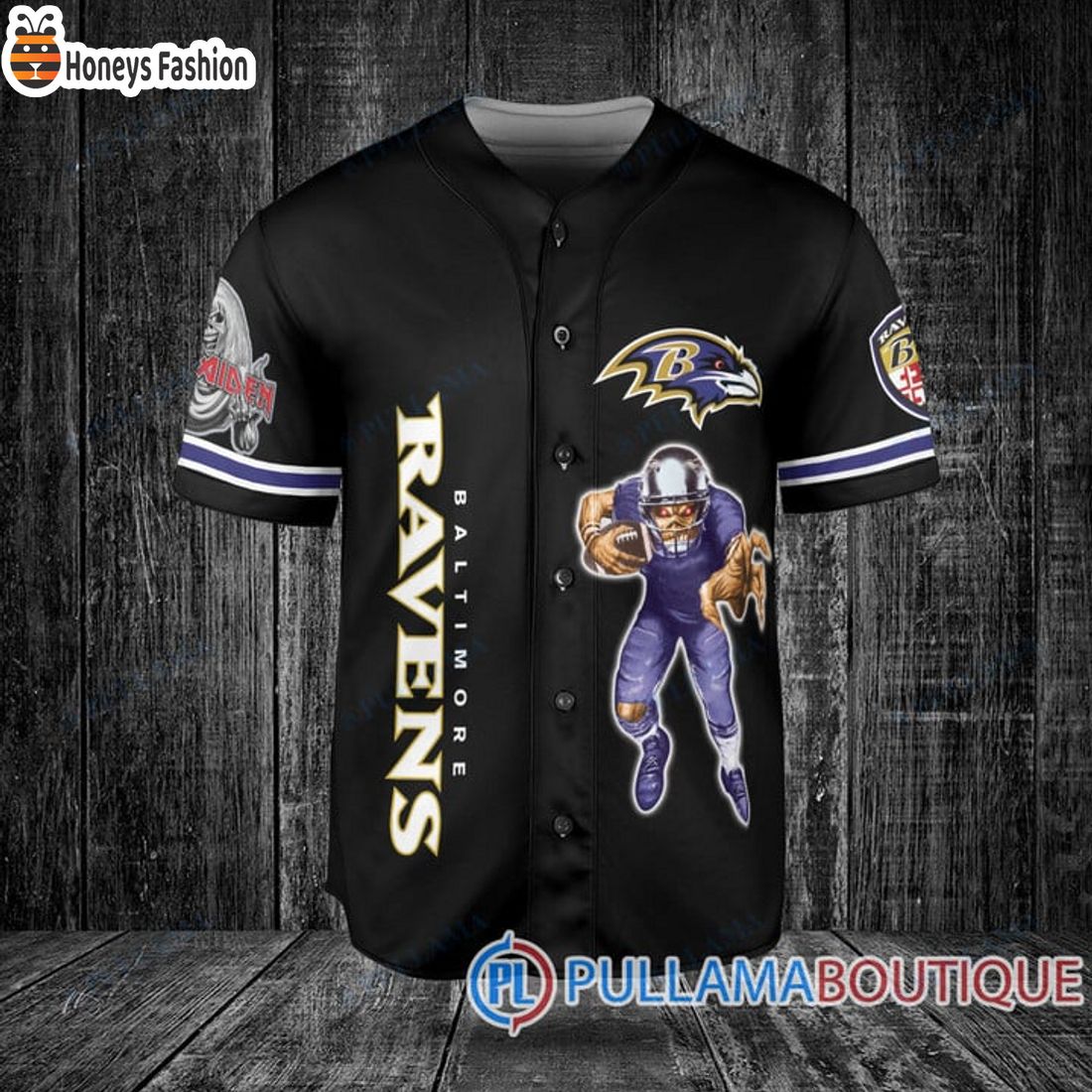 BEST Iron Maiden Baltimore Ravens Custom Name Number Basball Jersey