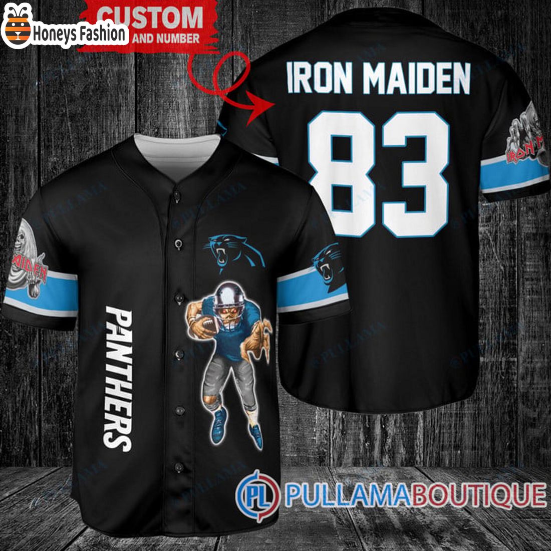 BEST Iron Maiden Carolina Panthers Custom Name Number Basball Jersey