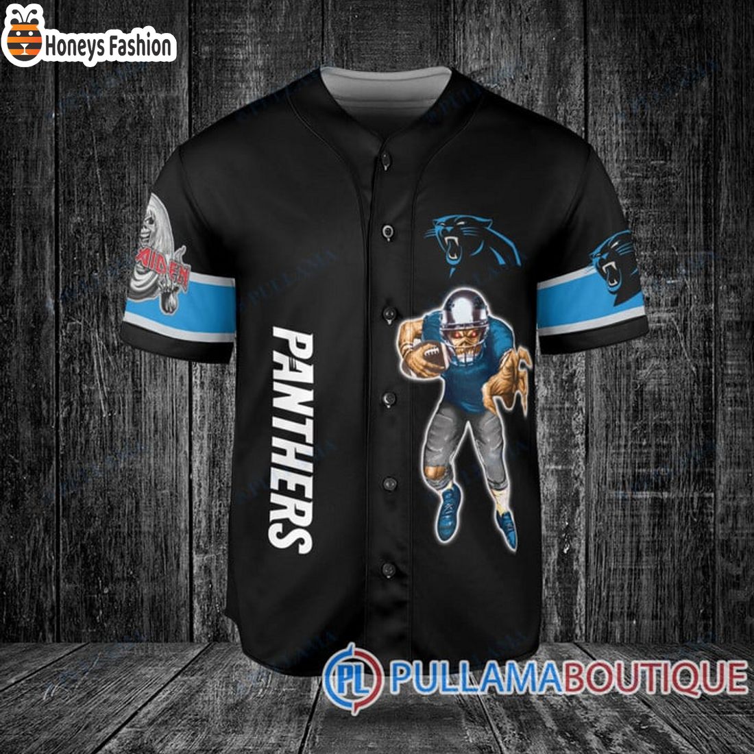 BEST Iron Maiden Carolina Panthers Custom Name Number Basball Jersey