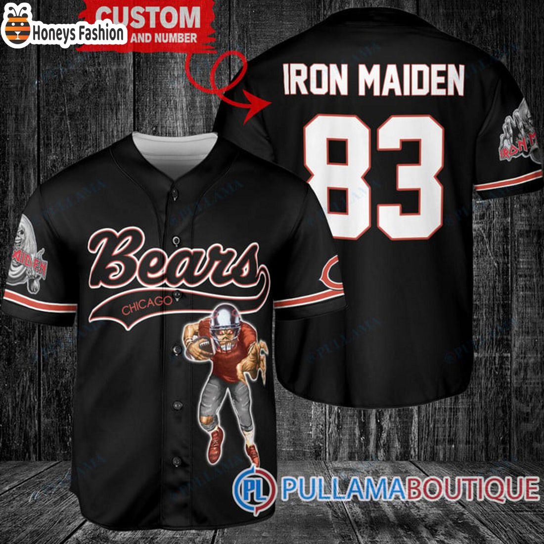 BEST Iron Maiden Chicago Bears Custom Name Number Basball Jersey