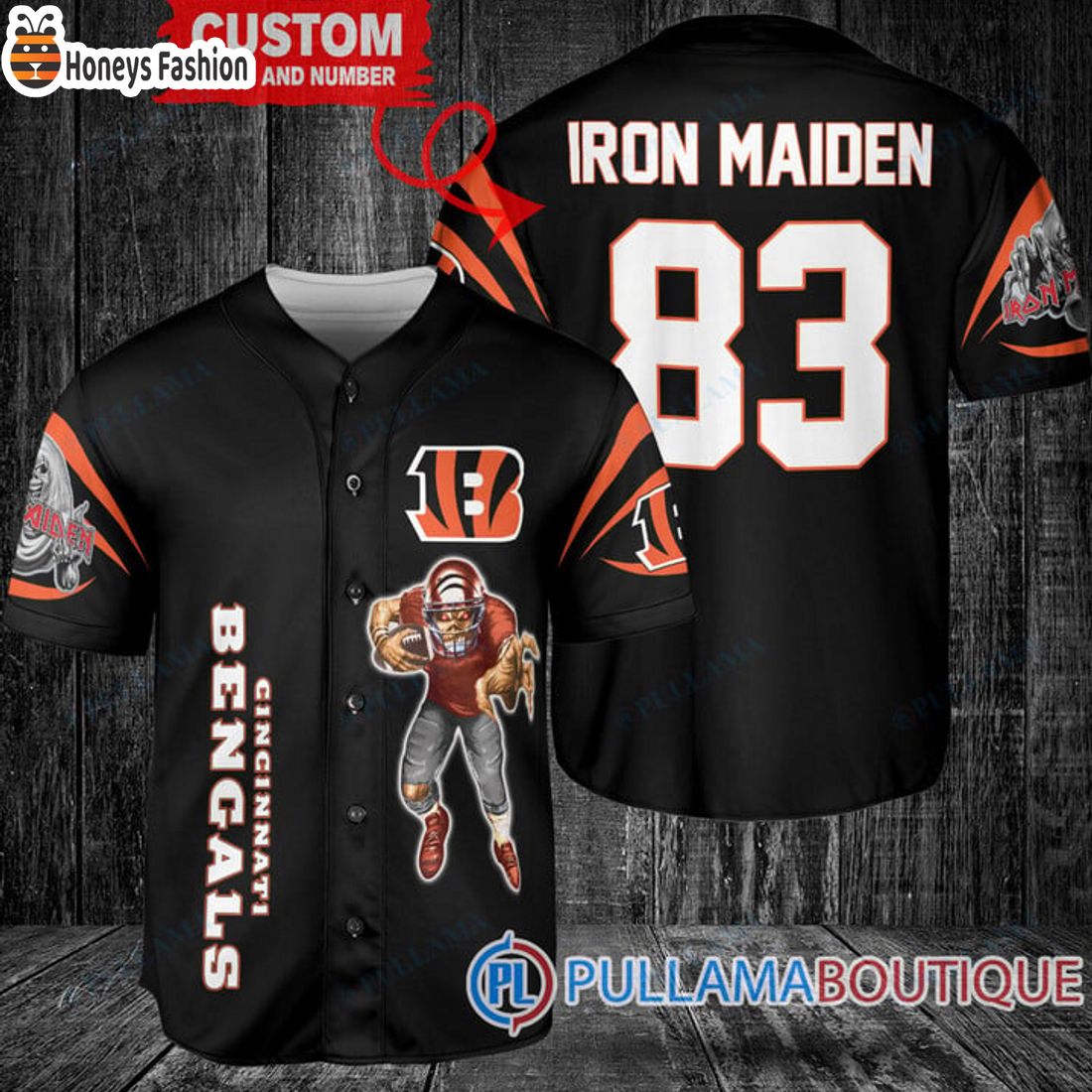 BEST Iron Maiden Cincinnati Bengals Custom Name Number Basball Jersey