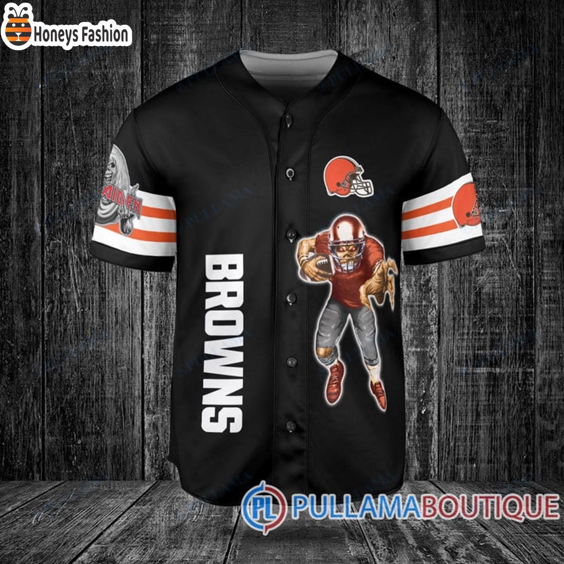 BEST Iron Maiden Cleveland Browns Custom Name Number Basball Jersey