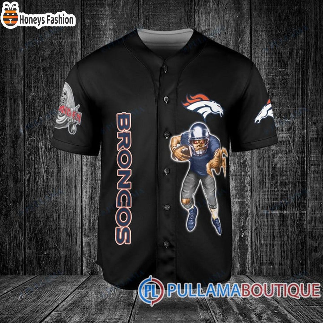 BEST Iron Maiden Denver Broncos Custom Name Number Basball Jersey