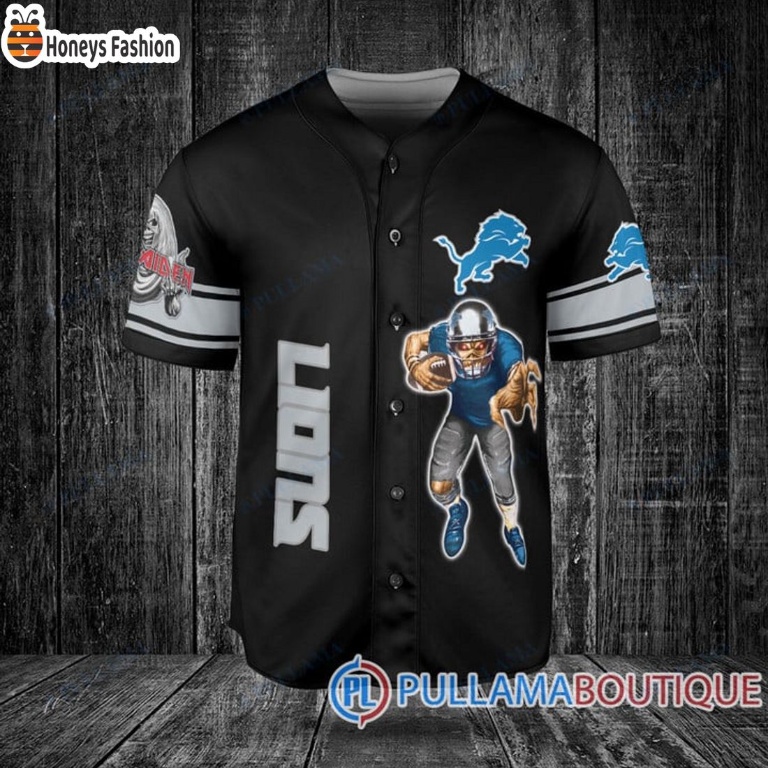 BEST Iron Maiden Detroit Lions Custom Name Number Basball Jersey