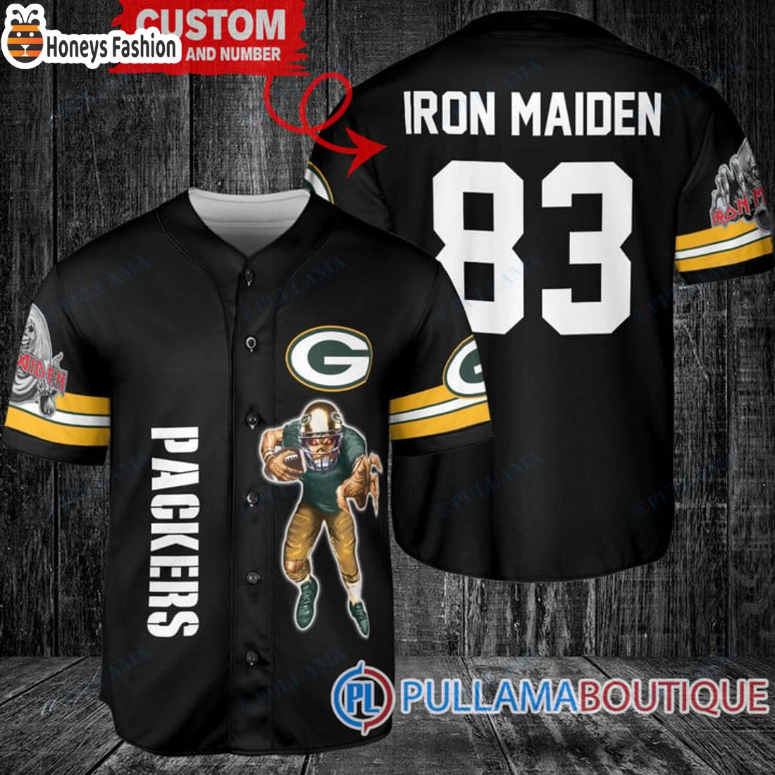 BEST Iron Maiden Green Bay Packers Custom Name Number Basball Jersey