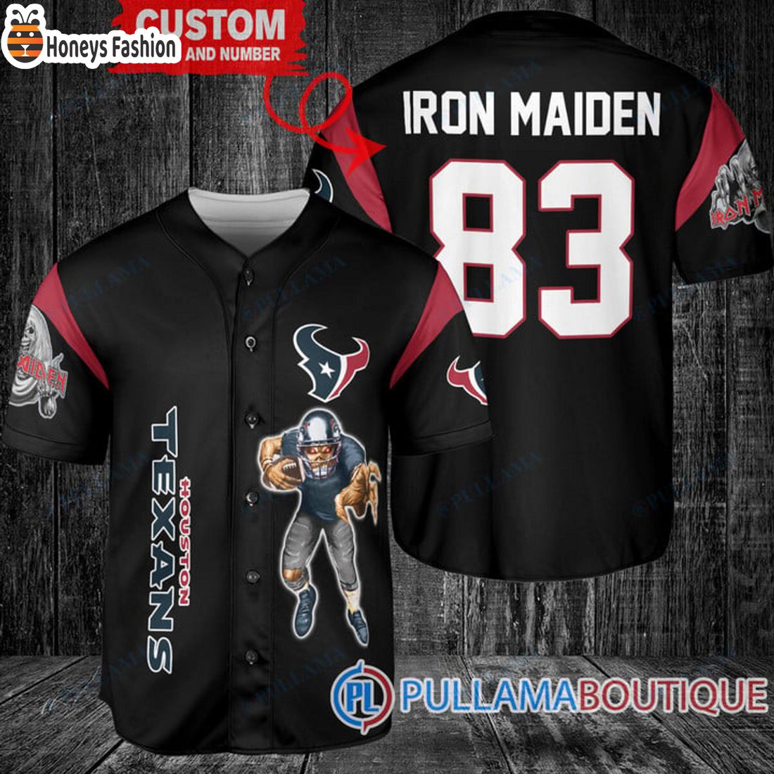 BEST Iron Maiden Houston Texans Custom Name Number Basball Jersey