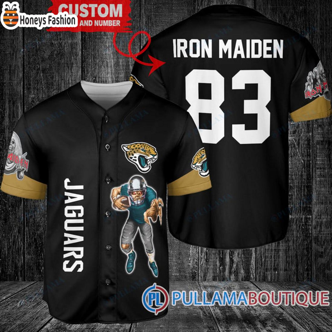 BEST Iron Maiden Jacksonville Jaguars Custom Name Number Basball Jersey