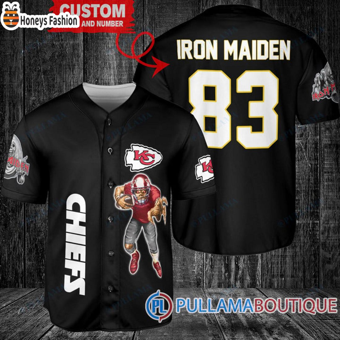 BEST Iron Maiden Kansas City Chiefs Custom Name Number Basball Jersey