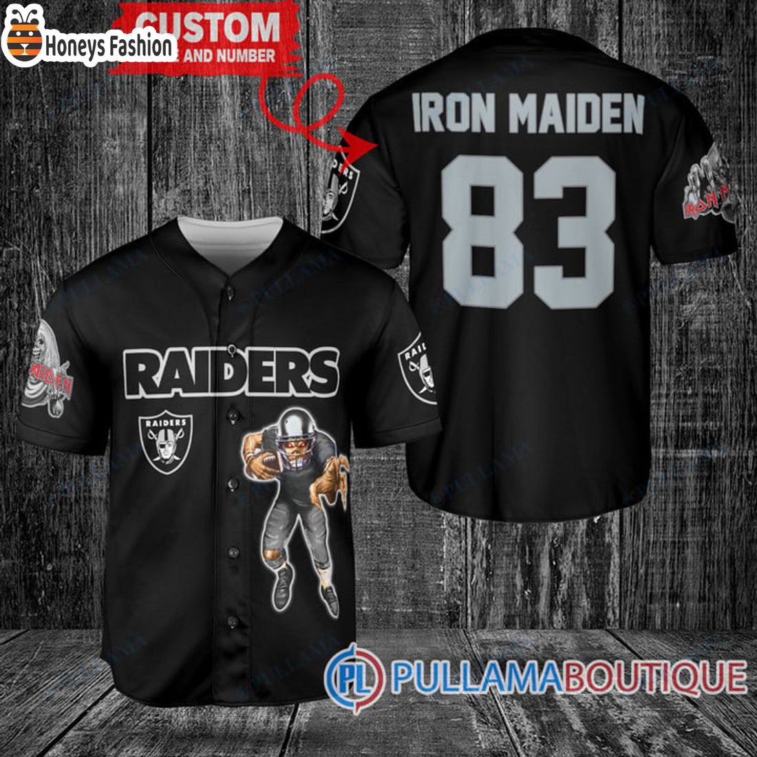 BEST Iron Maiden Las Vegas Raiders Custom Name Number Basball Jersey