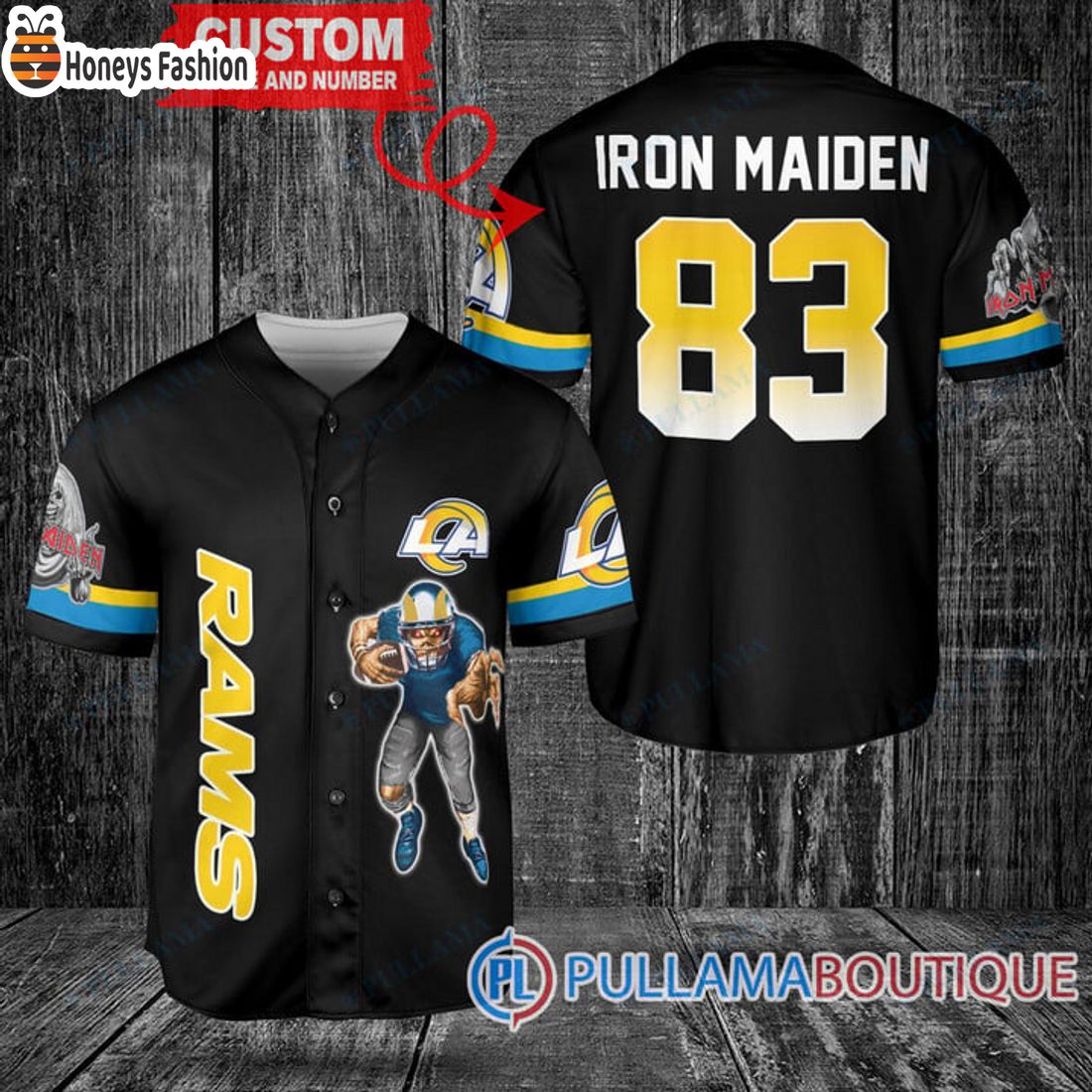 BEST Iron Maiden Los Angeles Rams Custom Name Number Basball Jersey