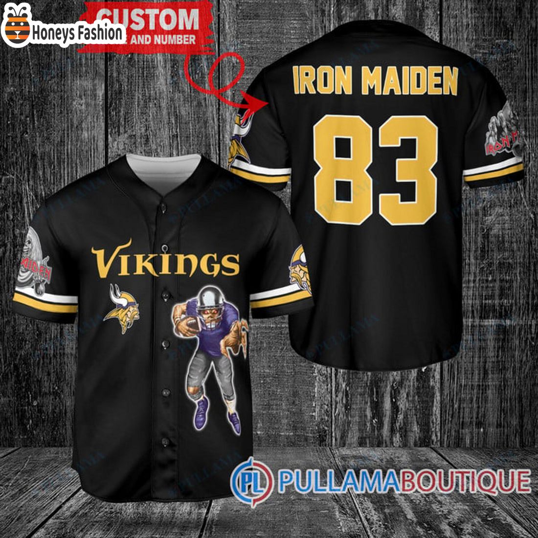 BEST Iron Maiden Minnesota Vikings Custom Name Number Basball Jersey