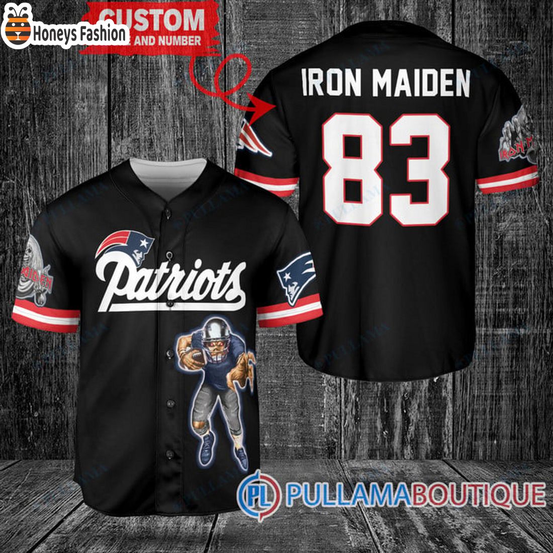 BEST Iron Maiden New England Patriots Custom Name Number Basball Jersey