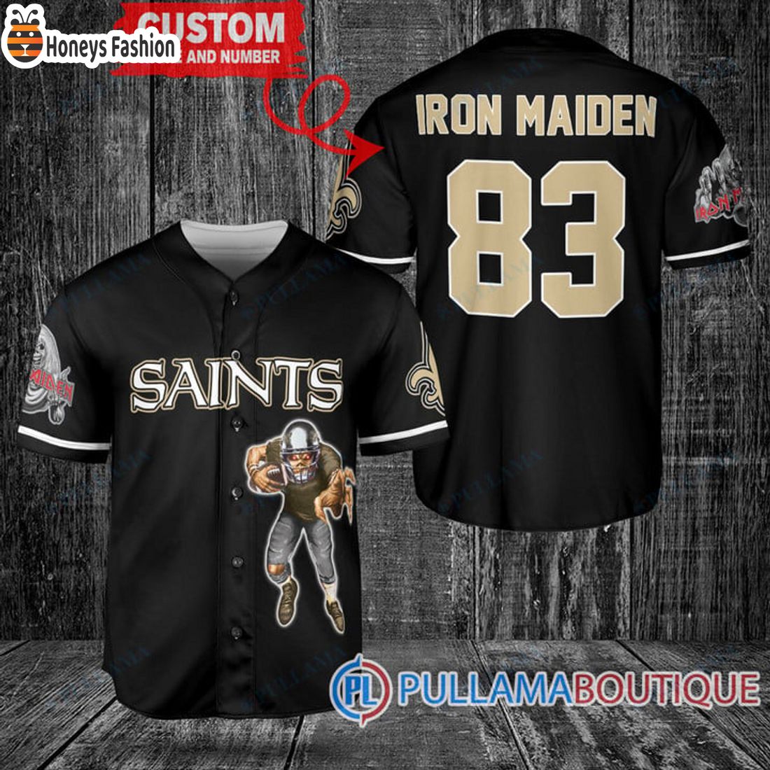 BEST Iron Maiden New Orleans Saints Custom Name Number Basball Jersey