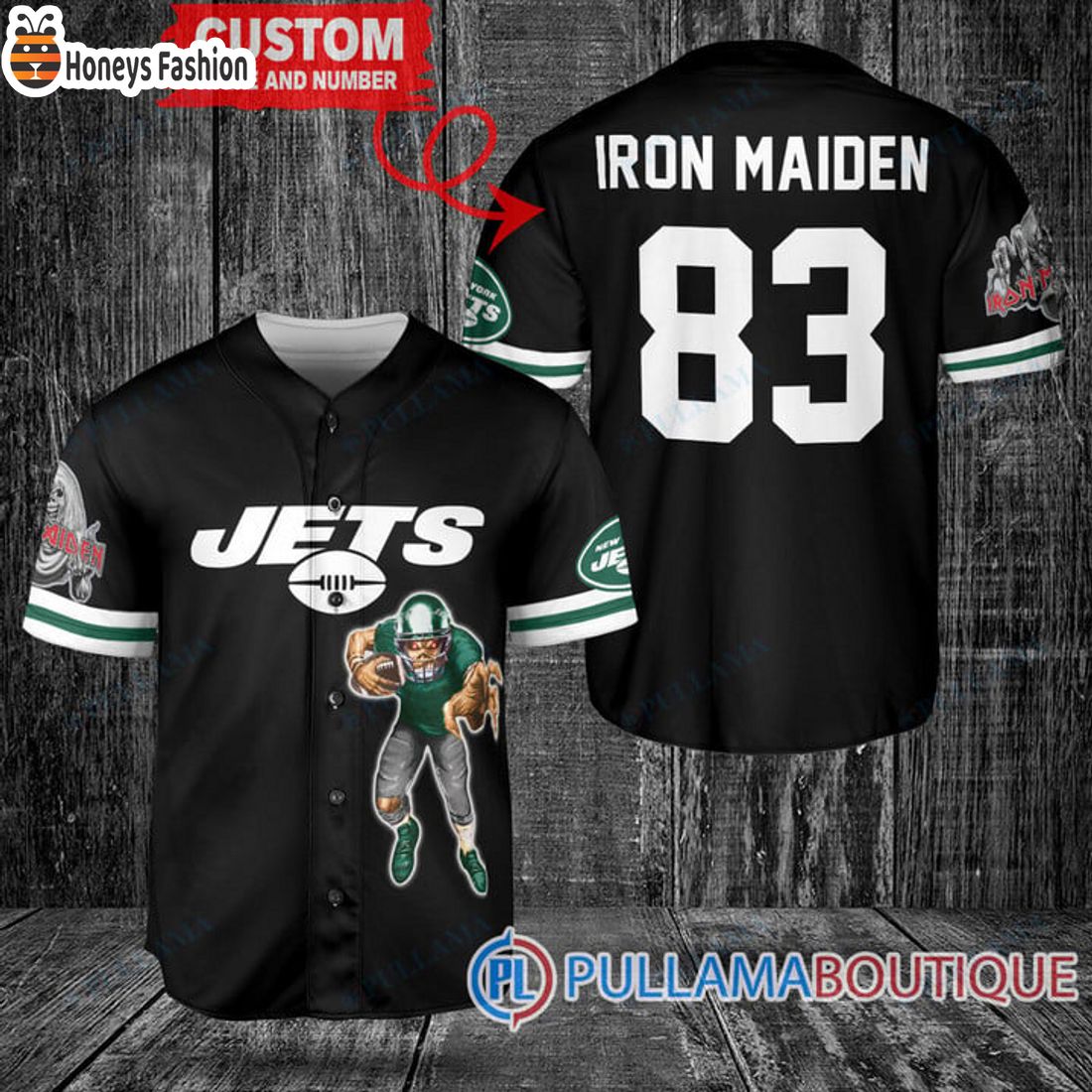 BEST Iron Maiden New York Jets Custom Name Number Basball Jersey