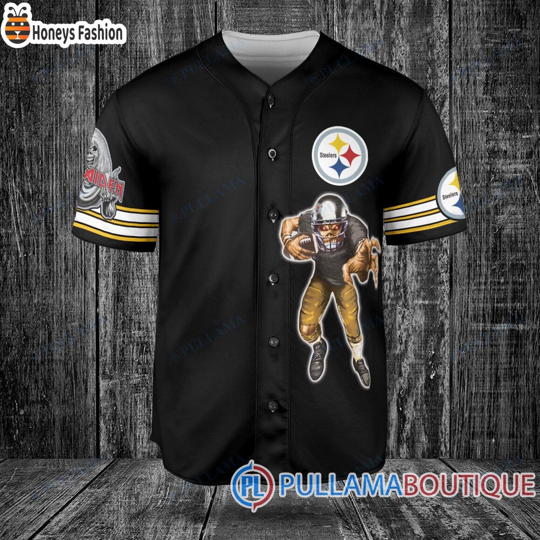 BEST Iron Maiden Pittsburgh Steelers Custom Name Number Basball Jersey